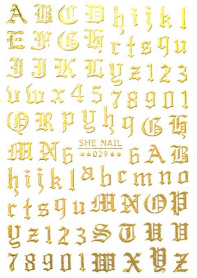 NAIL STICKER Font, Old English, Big Hologram Gold - TDI, Inc