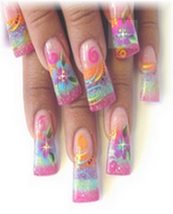 Sheba Nails Tropical Sands Nail Art encapsulated with Perfectionist UV Gel