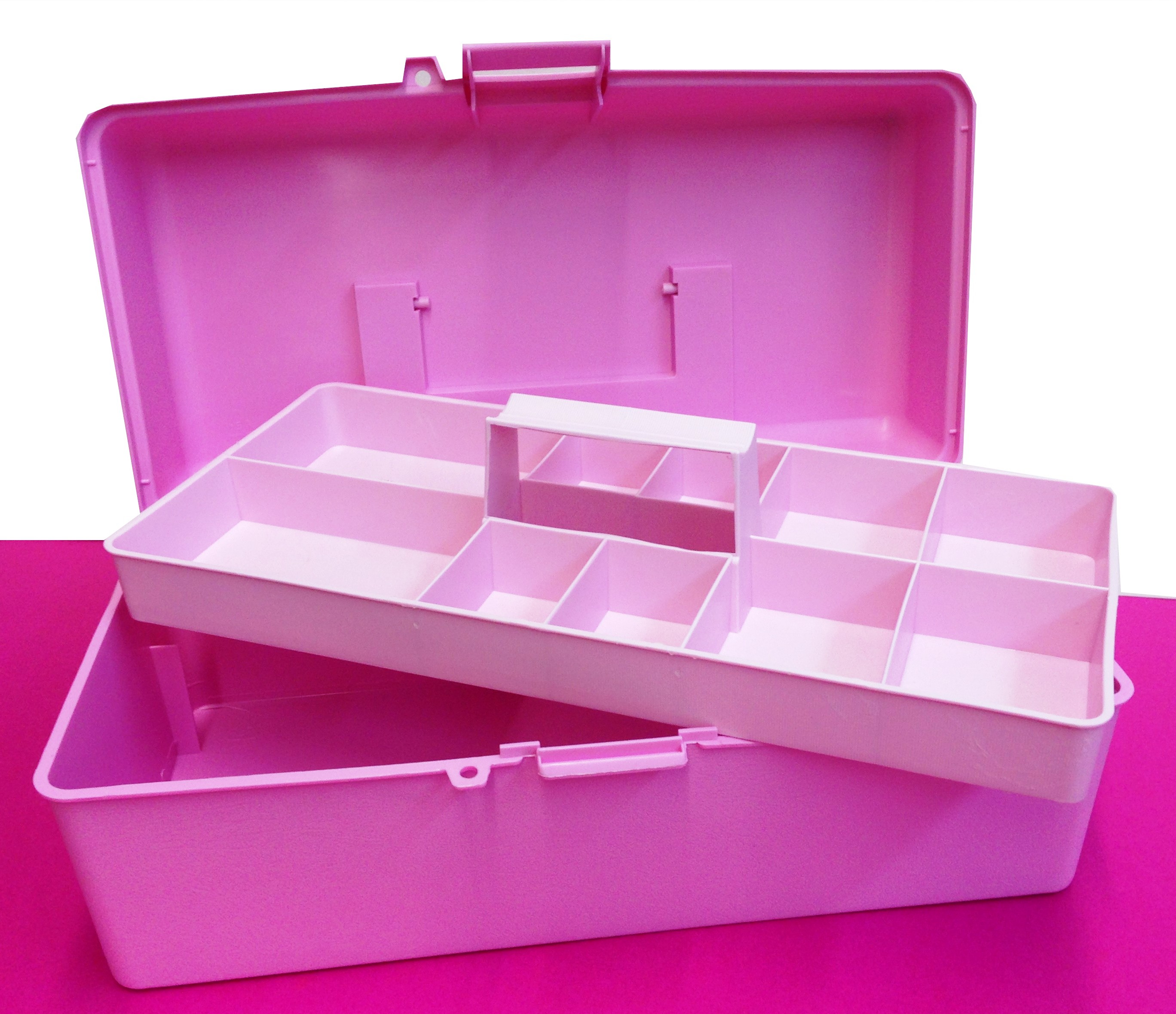 Quefe Plastic Storage Box with Pink Removable Tray, New Zealand