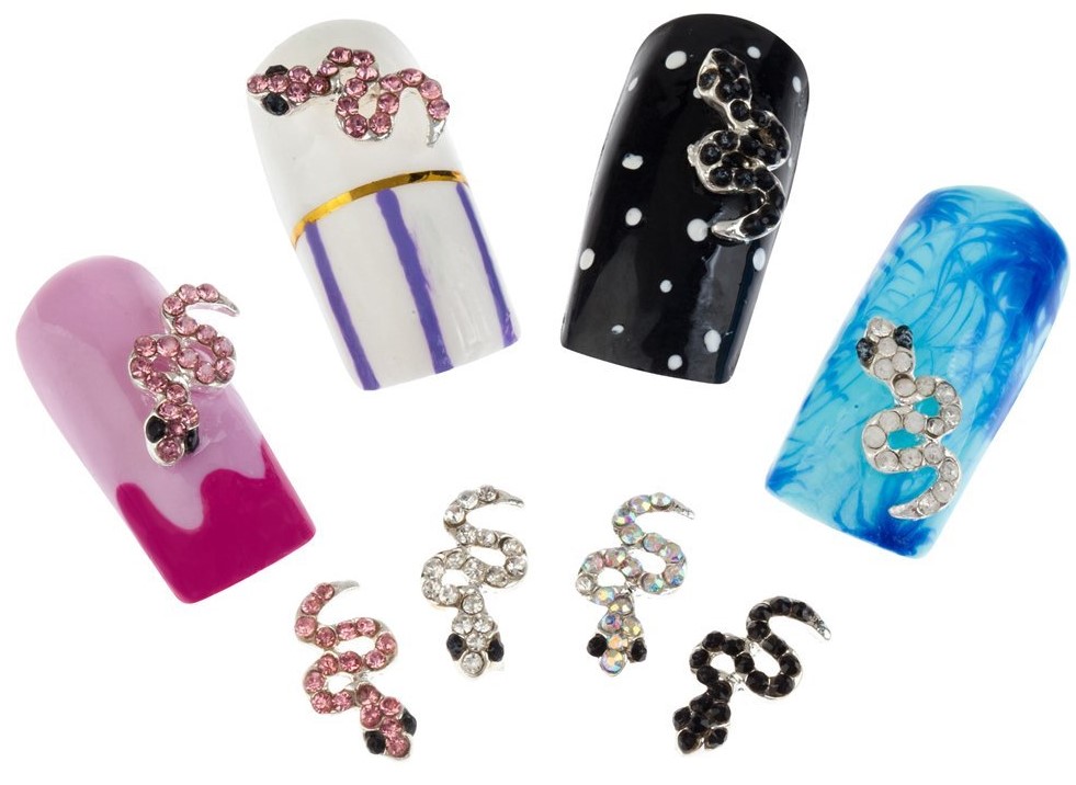 Nail Diamonds Rhinestones Snake Nail Charms Set, 3d Animal Nail